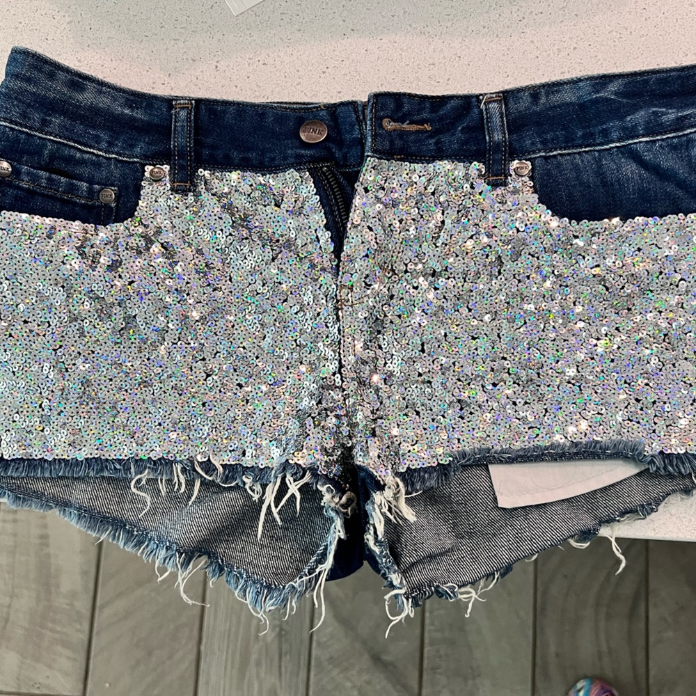 VS Victoria’s Secret Pink Seguin Denim shorts in Good used condition